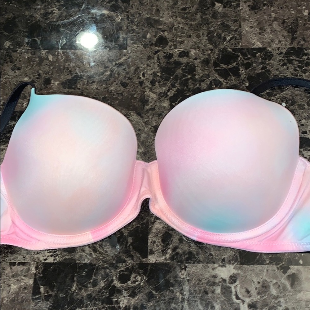 cotton candy colored Victoria’s Secret PINK bra